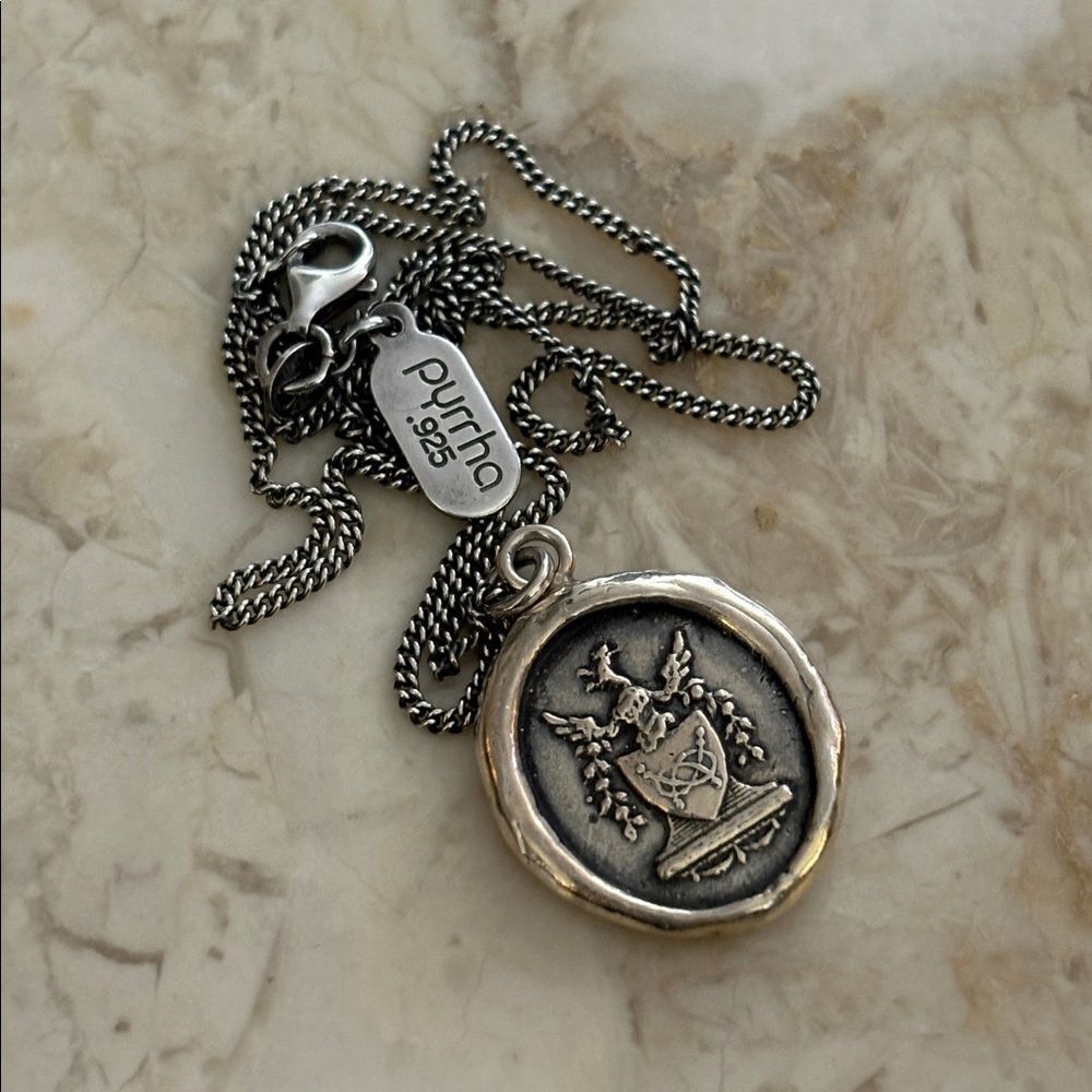 Rare Pyrrha Strength & Unity Sterling Silver Talisman Necklace 18” Chain
